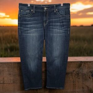 Women's Dark Blue Mid-Rise Straight Jeans